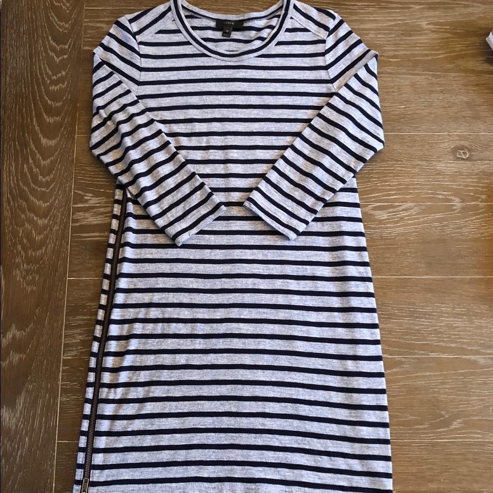 JCrew Blue Striped Soft Dress with Zip Sides Blue